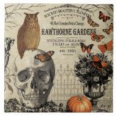 Moderne  halloween-uil en schedel tegeltje (Voorkant)