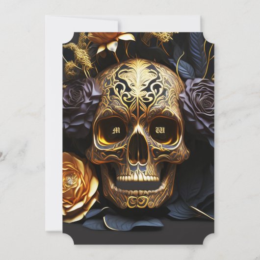 Moderne Halloween Verjaardagsfeestje Zwart Gouden  Kaart (Achterkant)