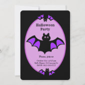 Moderne Halloween vleermuis op zwart en violet Kaart (Voorkant)