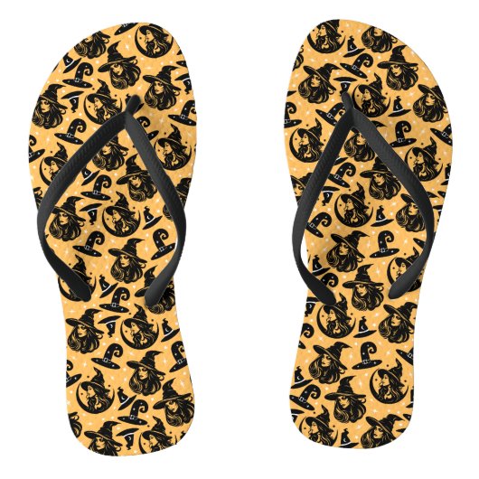 Moderne Halloween Vrouw Heksen Pet Sinaasappel Teenslippers (Voetbed)