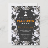 Moderne Halloween zwart-wit geesten feest Kaart (Voorkant)