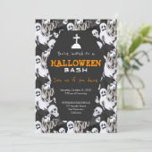 Moderne Halloween zwart-wit geesten feest Kaart (Staand voorkant)