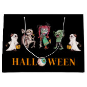 Moderne Halloween zwarte geschenktas Groot Cadeauzakje (Voorkant)