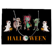 Moderne Halloween zwarte geschenktas Groot Cadeauzakje (Achterkant)