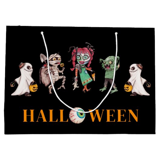 Moderne Halloween zwarte geschenktas Groot Cadeauzakje (Achterkant)