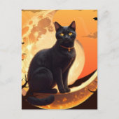 Moderne Halloween zwarte kat Briefkaart (Voorkant)