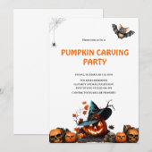 Moderne Halloweenfeest met pompoensnijden Kaart (Voorkant / Achterkant)