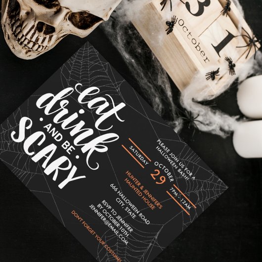 Moderne Halloweenfeest Spinneweb Kaart