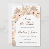 Moderne Halve Boog Droge Pampas Boho Natuurlijk Save The Date (Voorkant)