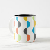 Moderne halve cirkels uit de midden eeuw tweekleurige koffiemok (Voorkant links)