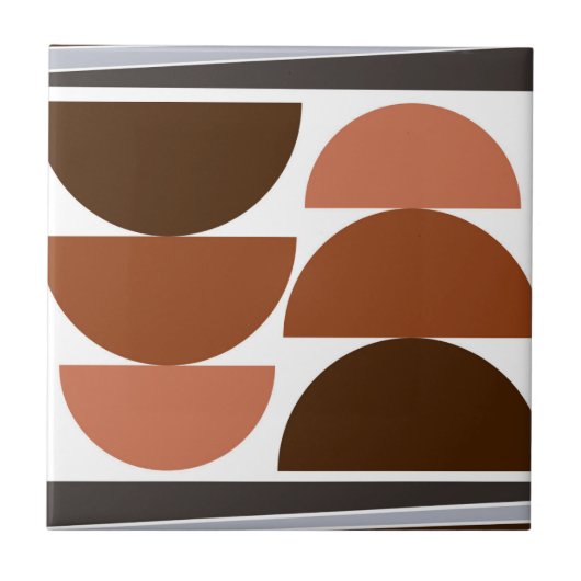 Moderne Halve Eeuw Semi Cirkel Warme Tonen Tegeltje (Voorkant)