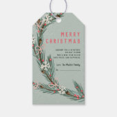 Moderne halve kerstkrans groene illustratie cadeaulabel (Voorkant)