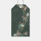 Moderne halve kerstkrans groene illustratie cadeaulabel (Achterkant)