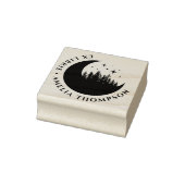 Moderne Halve Maan Bomen & Sterren Rond Ex Libris Rubberstempel (Stempel)