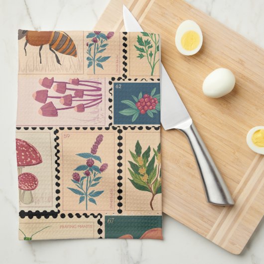 Moderne halverwege de eeuw postzegels dieren en bo theedoek (Quarter Fold)