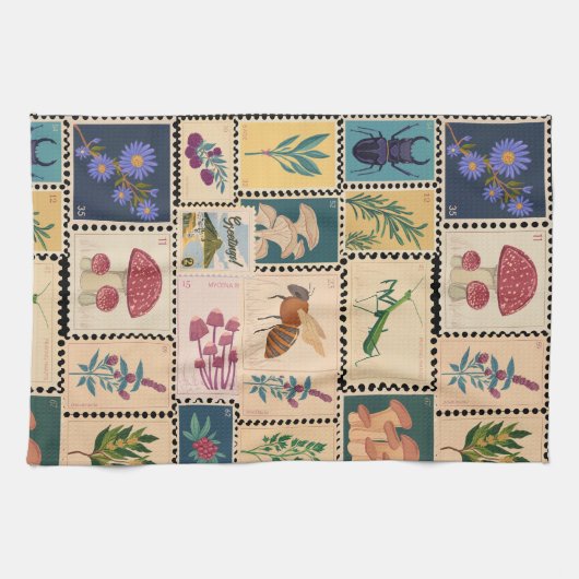 Moderne halverwege de eeuw postzegels dieren en bo theedoek (Horizontaal)