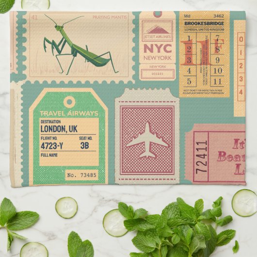 Moderne halverwege de eeuw postzegels en cenima ti theedoek (Gevouwen)