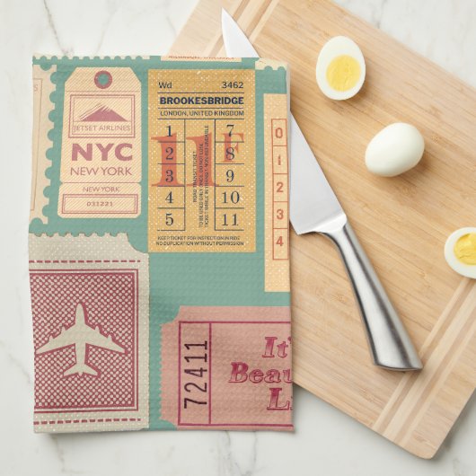 Moderne halverwege de eeuw postzegels en cenima ti theedoek (Quarter Fold)