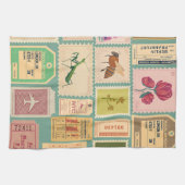 Moderne halverwege de eeuw postzegels en cenima ti theedoek (Horizontaal)