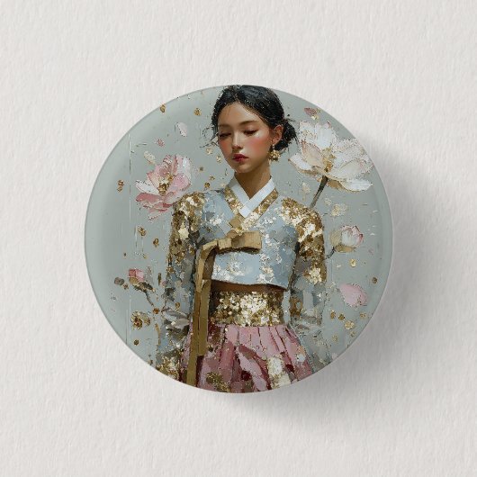 Moderne Hanbok-kunstprint Ronde Button 3,2 Cm (Voorkant)