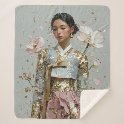 Moderne Hanbok-kunstprint Sherpa Deken (Voorkant)
