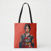 Moderne Hanbok Portret Tote Tas