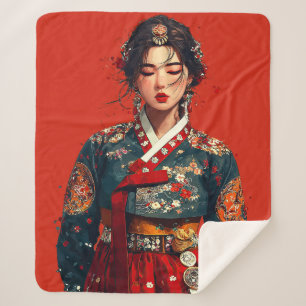 Moderne Hanbok Portretdeken Sherpa Deken