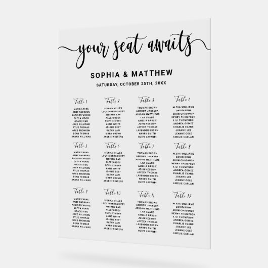 Moderne Hand belettering bruiloft zitplaatsen kaar Acryl Bord (Hoek)