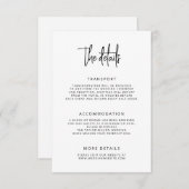 Moderne Hand belettering Script bruiloft details Informatiekaartje (Voorkant / Achterkant)