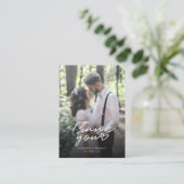 Moderne hand-briefterende bruiloft foto Hartelijk  Visitekaartje (Staand voorkant)