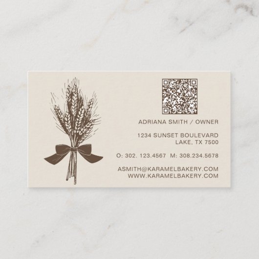 Moderne Hand Draw Tarwe Bakkerij Visitekaartje (Achterkant)