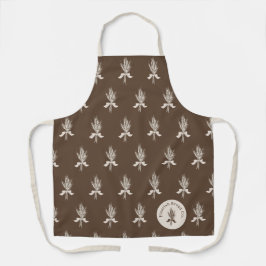 Moderne Hand Draw Tarwe Patroon Bakkerij Schort