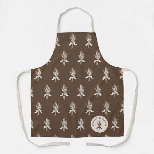 Moderne Hand Draw Tarwe Patroon Bakkerij Schort (Voorkant)