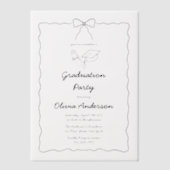 Moderne Hand-Drawn Bow & Squiggle Afstudeerfeest Vellum Uitnodigingen (Voorkant)