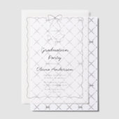 Moderne Hand-Drawn Bow & Squiggle Afstudeerfeest Vellum Uitnodigingen (Offset (Uitnodiging))