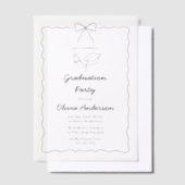 Moderne Hand-Drawn Bow & Squiggle Afstudeerfeest Vellum Uitnodigingen (Offset)