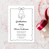 Moderne Hand-Drawn Bow Squiggle Graduation Party Kaart