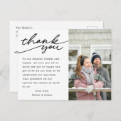 Moderne hand foto bruiloft bedankt briefkaart (Voorkant / Achterkant)