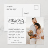 Moderne hand foto bruiloft bedankt briefkaart (Voorkant / Achterkant)