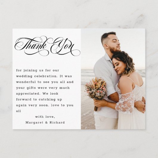 Moderne hand foto bruiloft bedankt briefkaart (Voorkant)