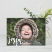 Moderne hand geletterde vreugdevolle vakantiefoto feestdagenkaart (Staand voorkant)