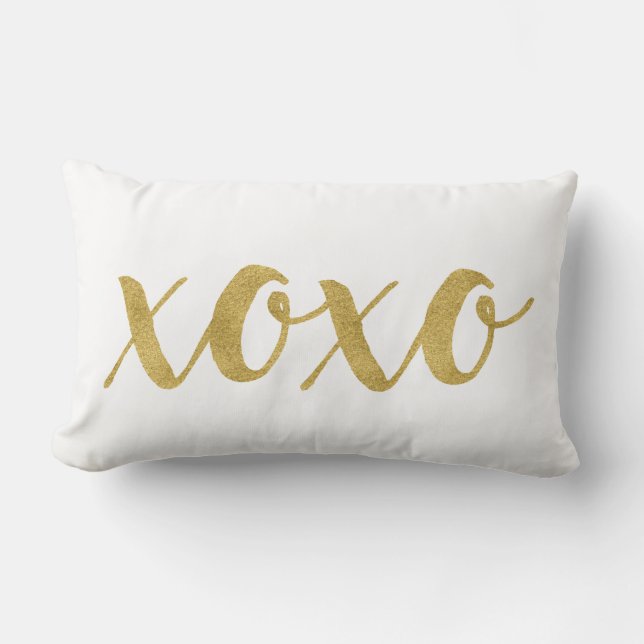 Moderne hand gemerkt goud XOXO decoratief Kussen (Voorkant)