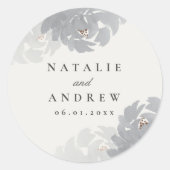 Moderne hand geschilderd bloemenbruiloft ronde sticker (Voorkant)