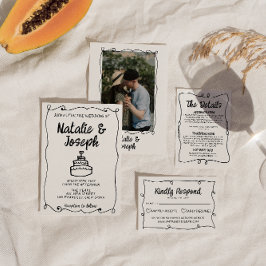 Moderne Hand Geschreven Getrokken Cake Retro Lijst Kaart