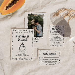 Moderne Hand Geschreven Getrokken Cake Retro Lijst Kaart