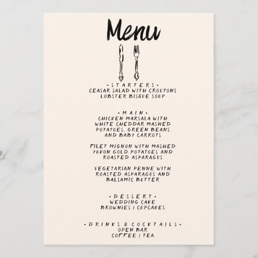 Moderne hand geschreven getrokken retro eigenzinni menu (Voorkant)