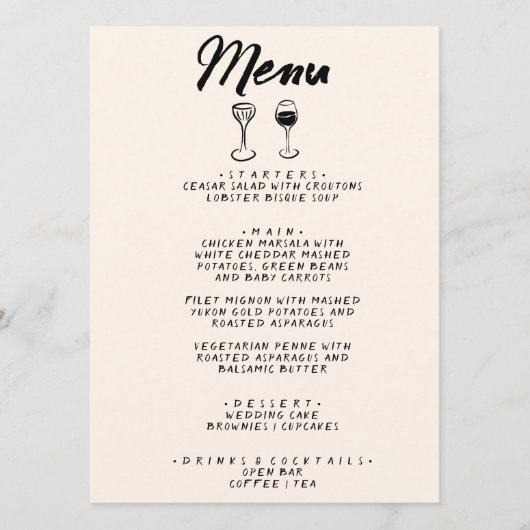 Moderne hand geschreven getrokken retro eigenzinni menu (Voorkant)