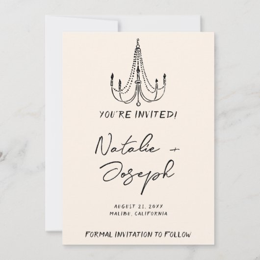 Moderne hand geschreven getrokken retro eigenzinni save the date (Achterkant)