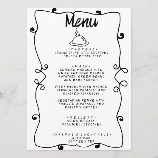 Moderne Hand Geschreven Getrokken Retro Lijst Brui Menu (Voorkant)