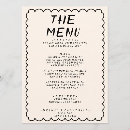 Moderne Hand Geschreven Getrokken Retro Lijst Brui Menu (Voorkant)